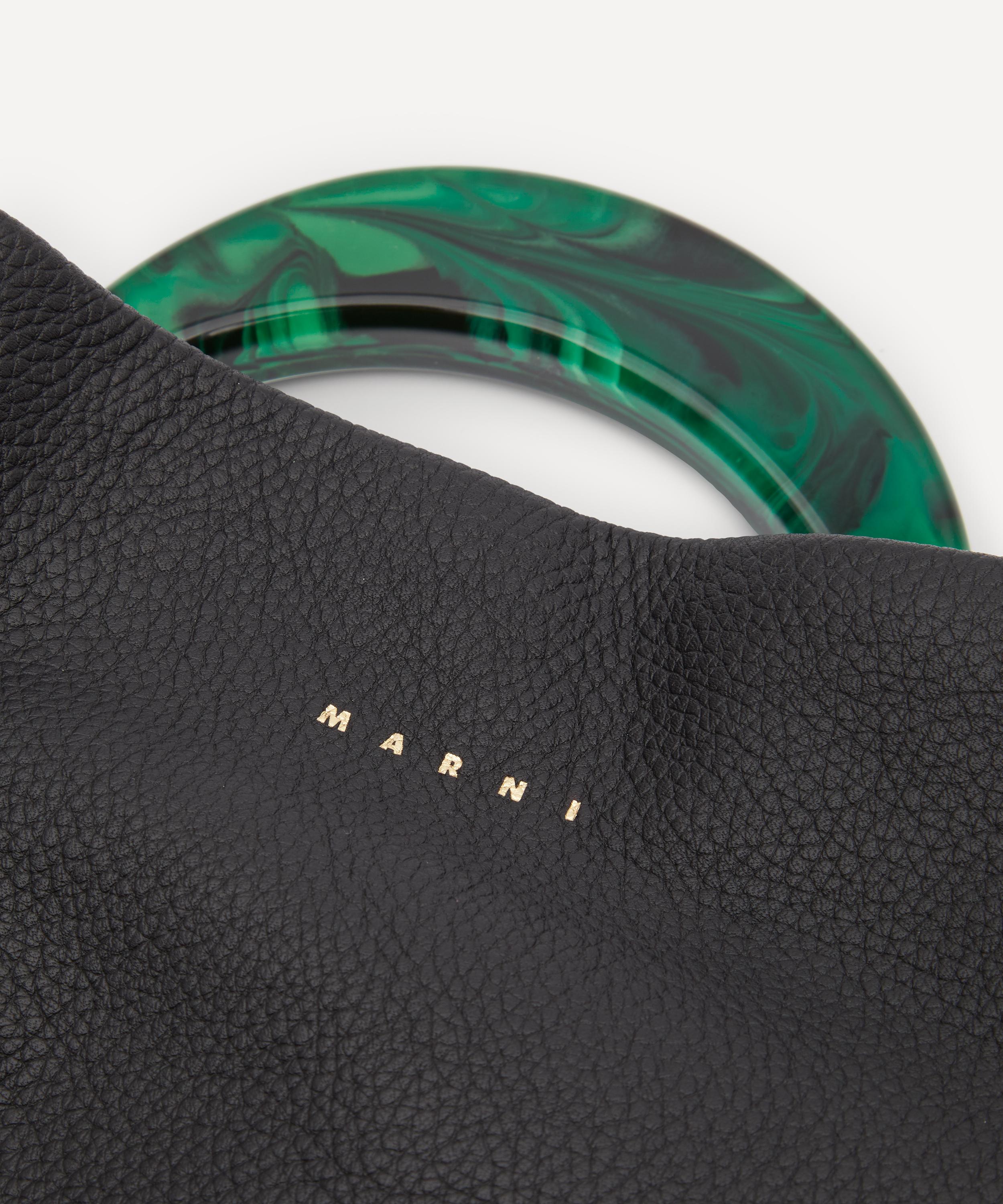 Shop Marni Hobo Leather Handbag In Black