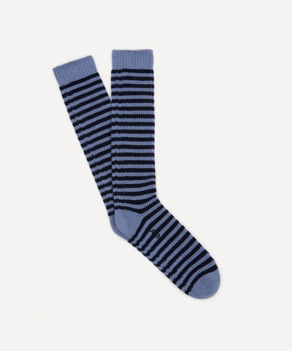 Ganni - Striped Cashmere-Wool Blend Socks