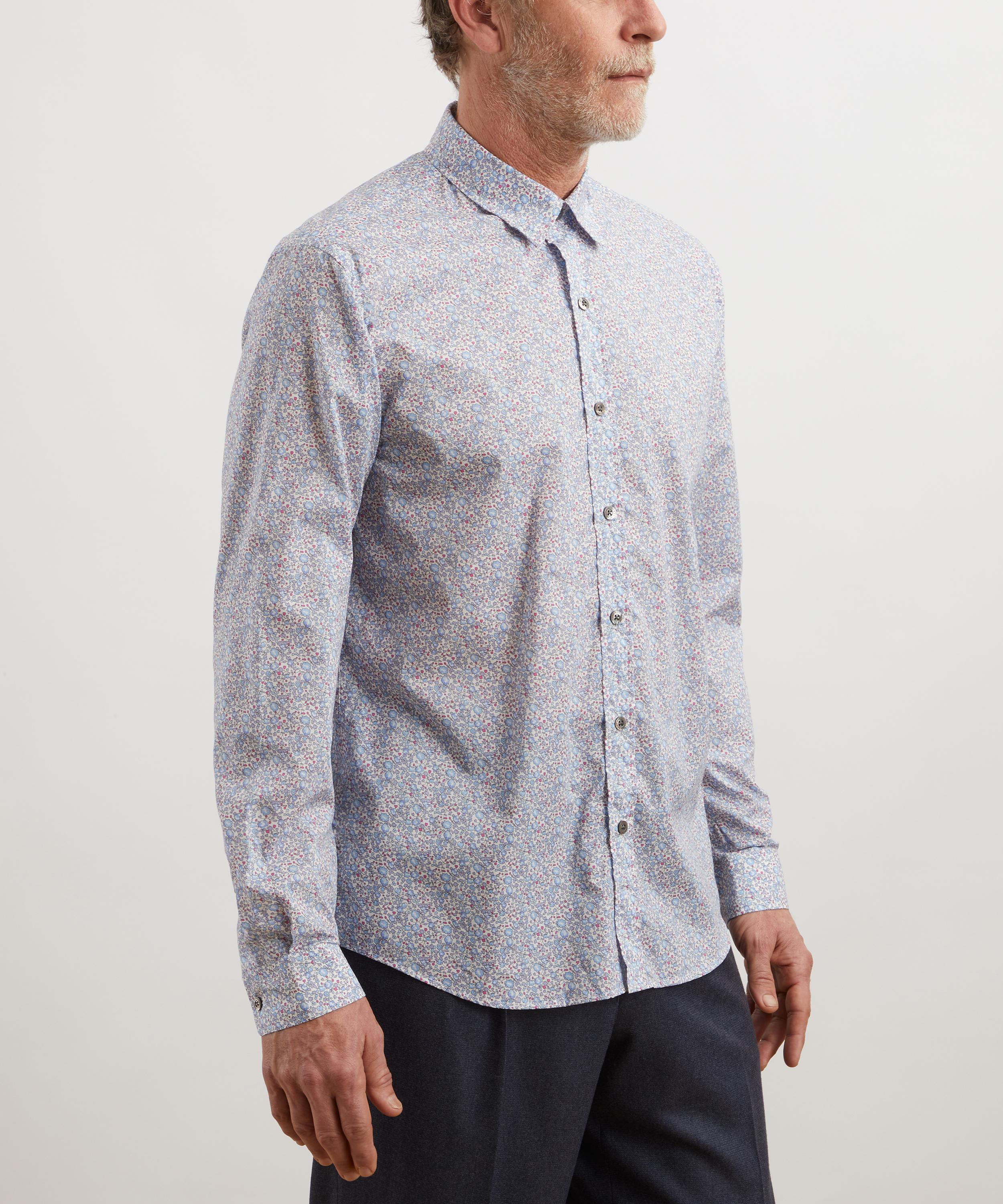 Liberty Eloise Tana Lawn Cotton Casual Classic Slim Fit Shirt In Blue