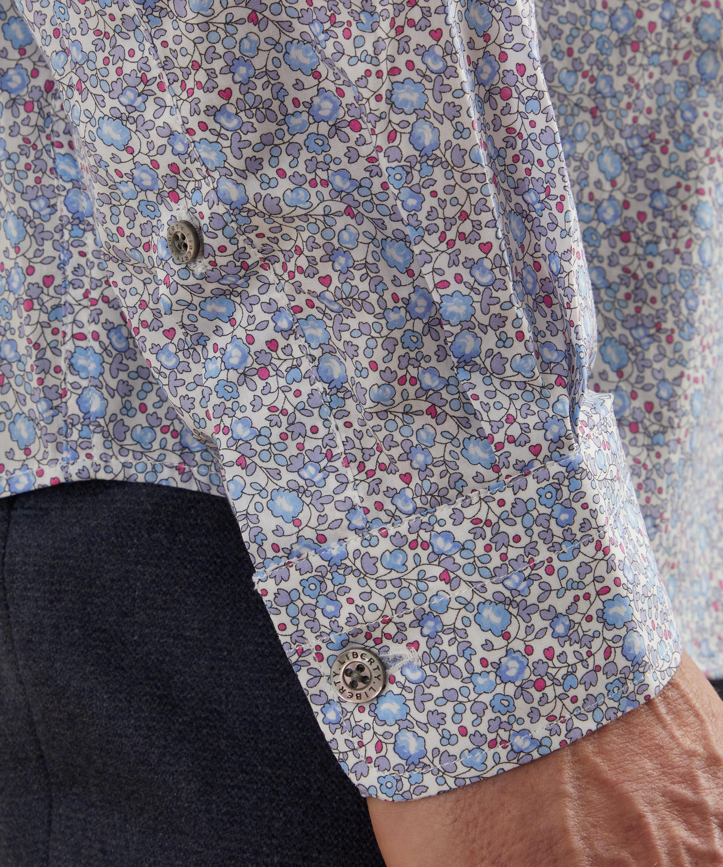 Liberty Eloise Tana Lawn Cotton Casual Classic Slim Fit Shirt In Blue