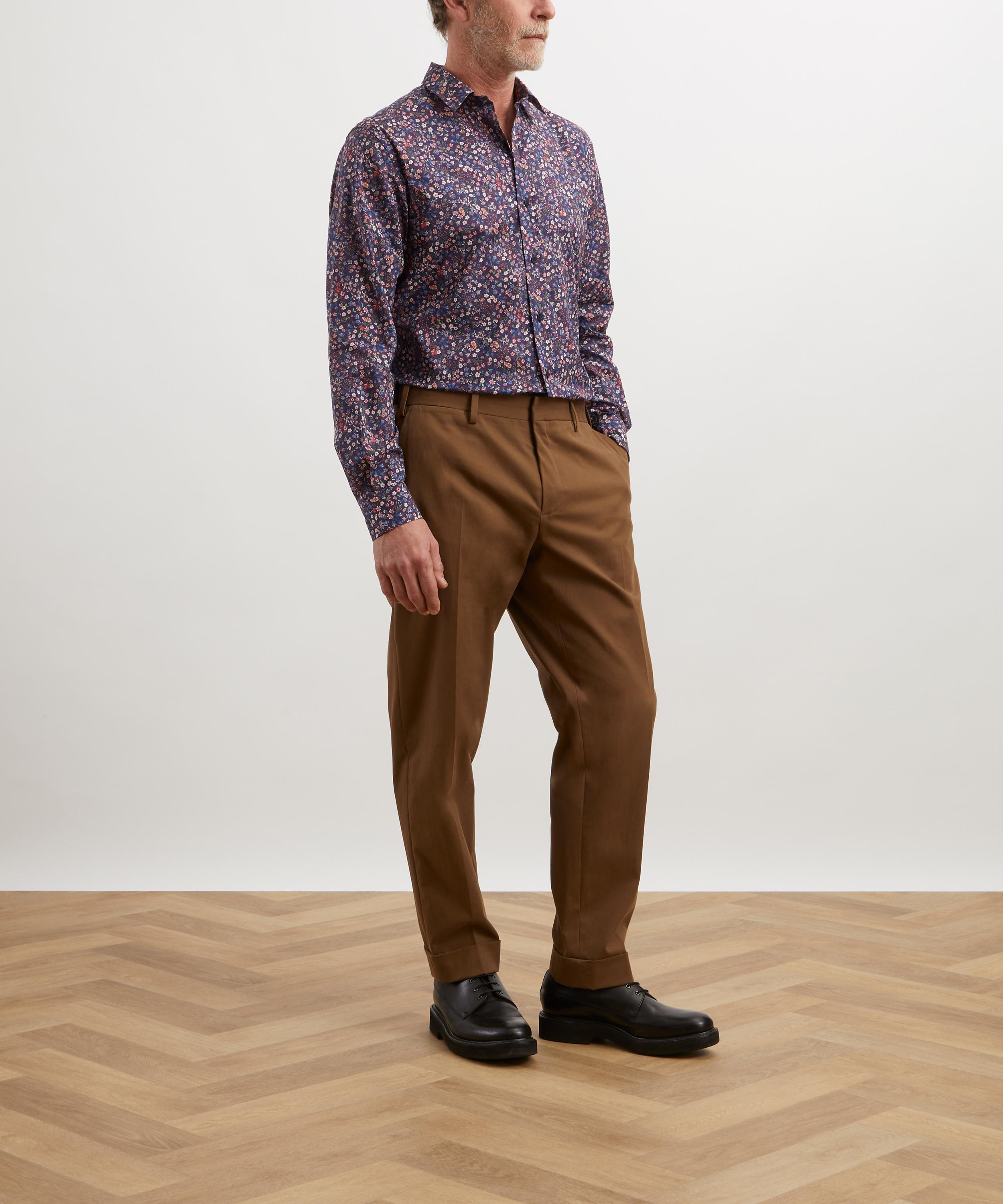Liberty Mens Classic Fit Tana Lawn Shirt In Donna-leigh In Navy