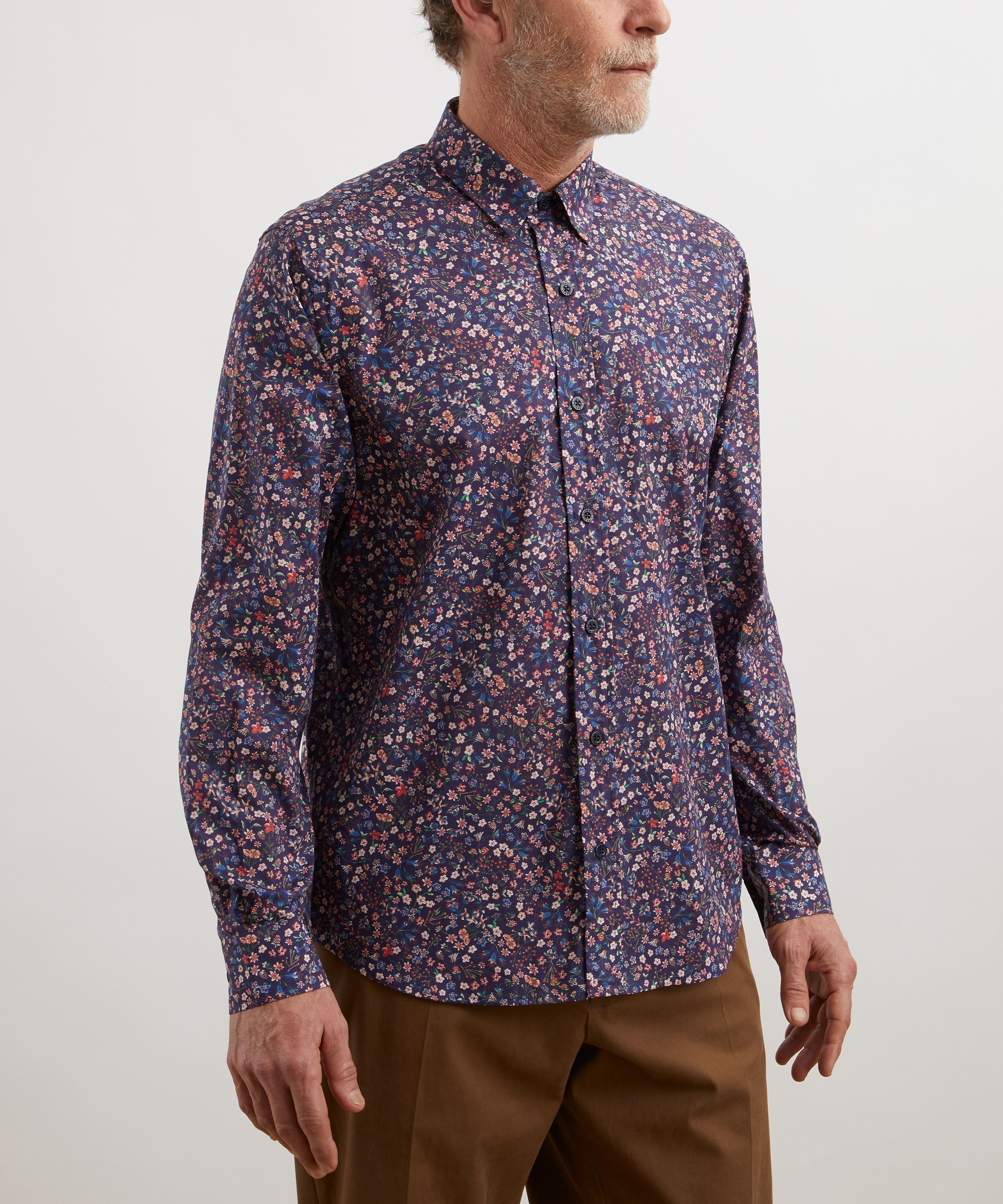 Liberty Mens Classic Fit Tana Lawn Shirt In Donna-leigh In Navy