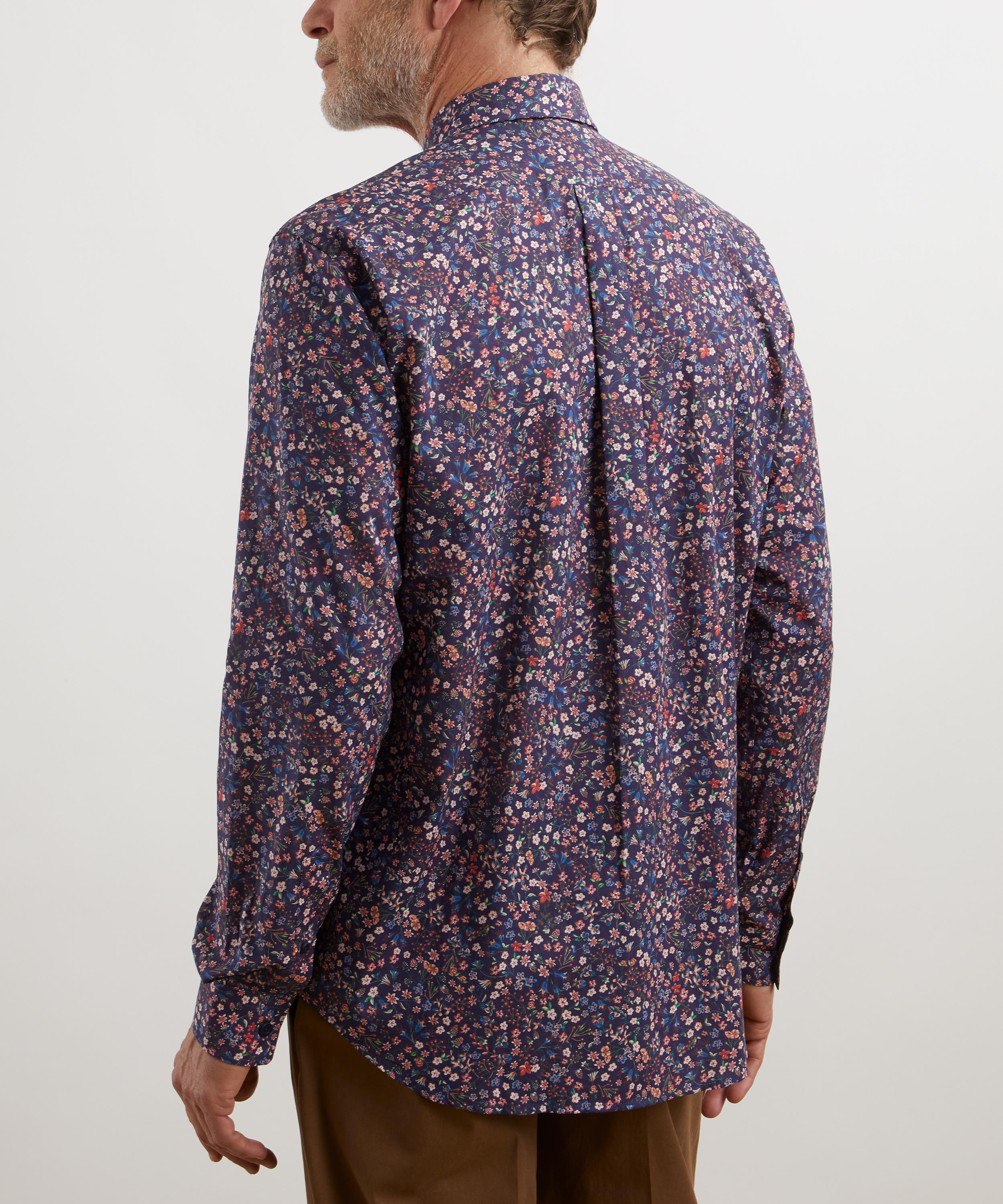 Liberty Mens Classic Fit Tana Lawn Shirt In Donna-leigh In Navy