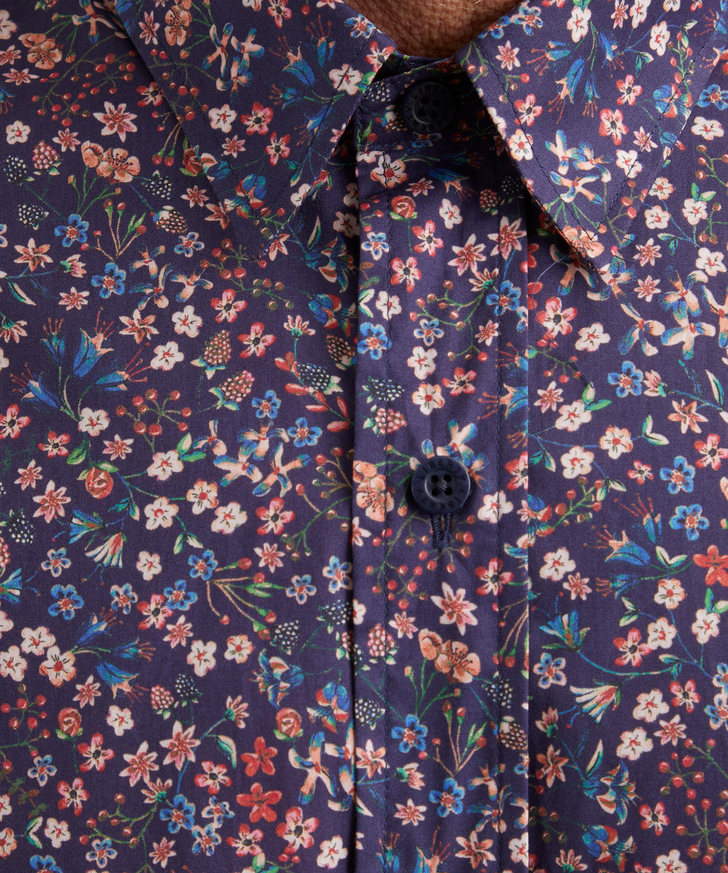 Liberty Mens Classic Fit Tana Lawn Shirt In Donna-leigh In Navy