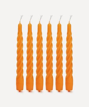 Orange Twisted Candles Set of Six