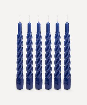 Blue Twisted Candles Set of Six