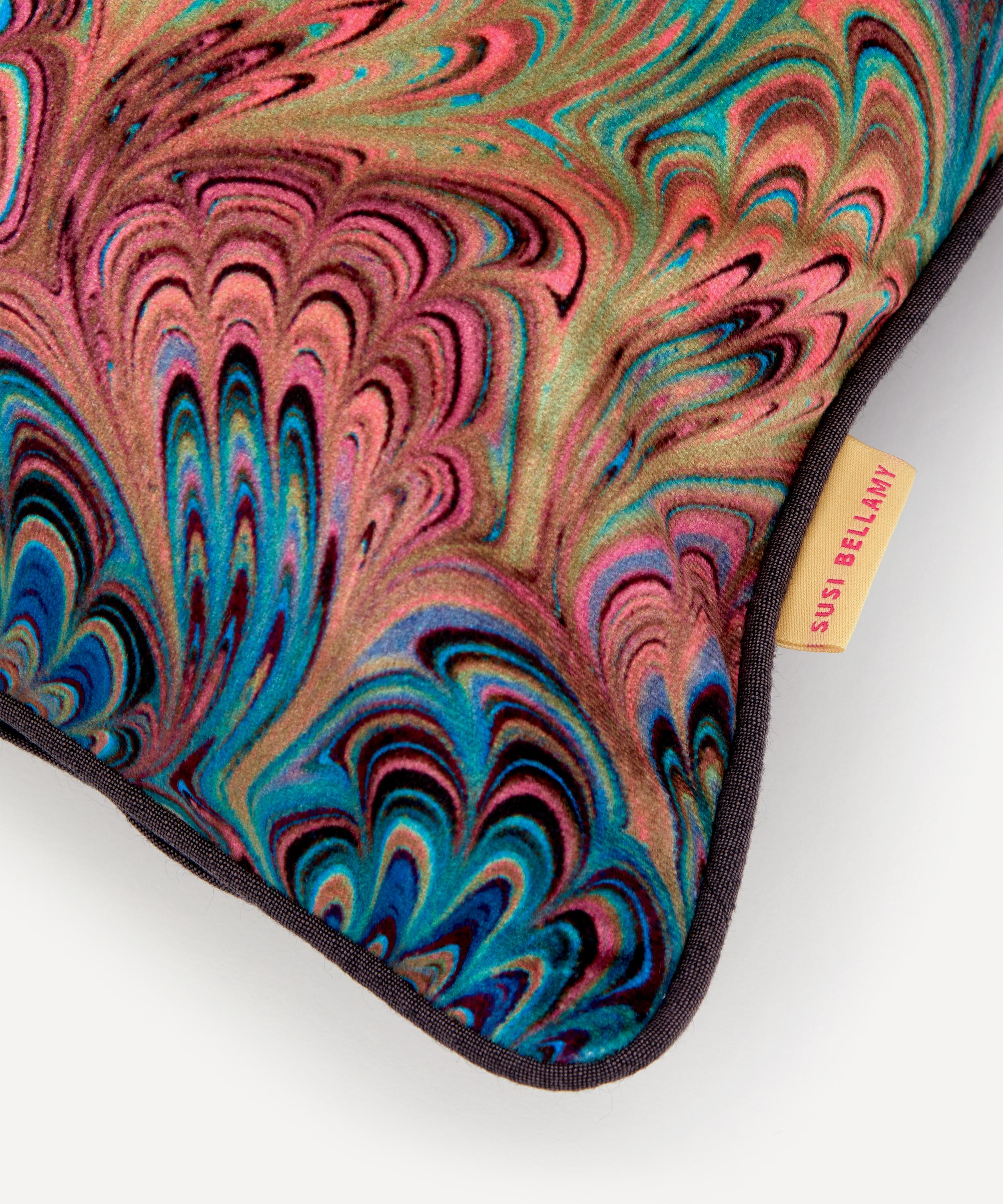 Shop Susi Bellamy Teal Bouquet Marbled Velvet Square Cushion