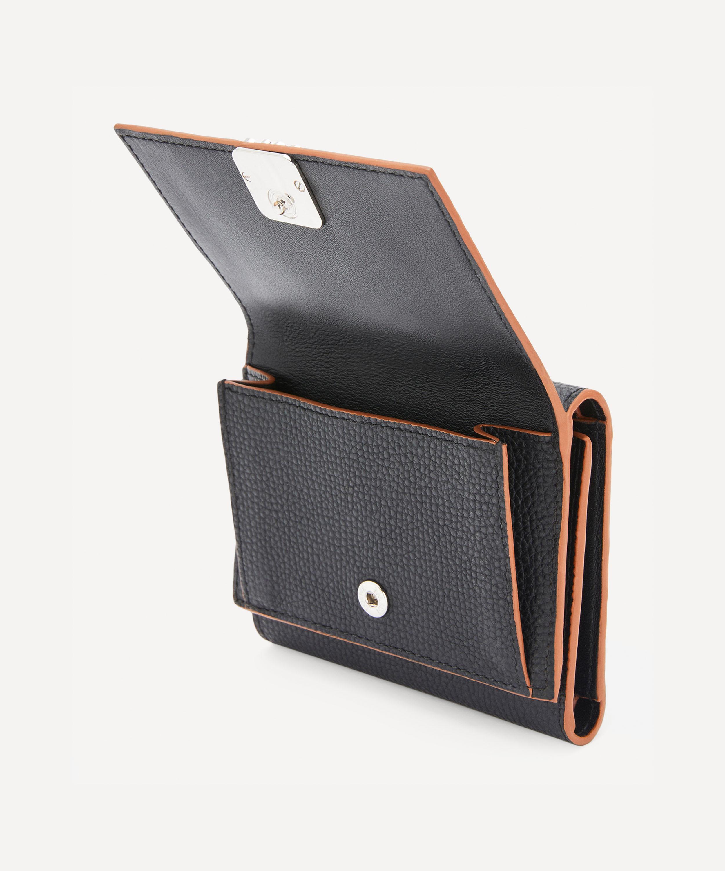 Loewe Anagram Leather Six Card Trifold Wallet In Black