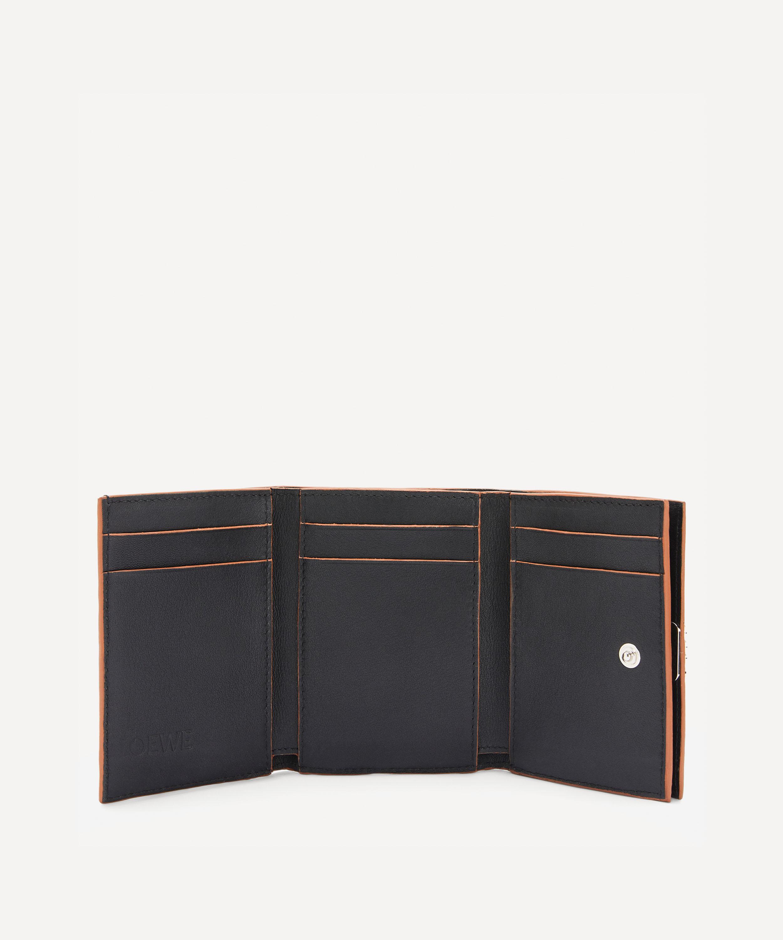 Loewe Anagram Leather Six Card Trifold Wallet In Black