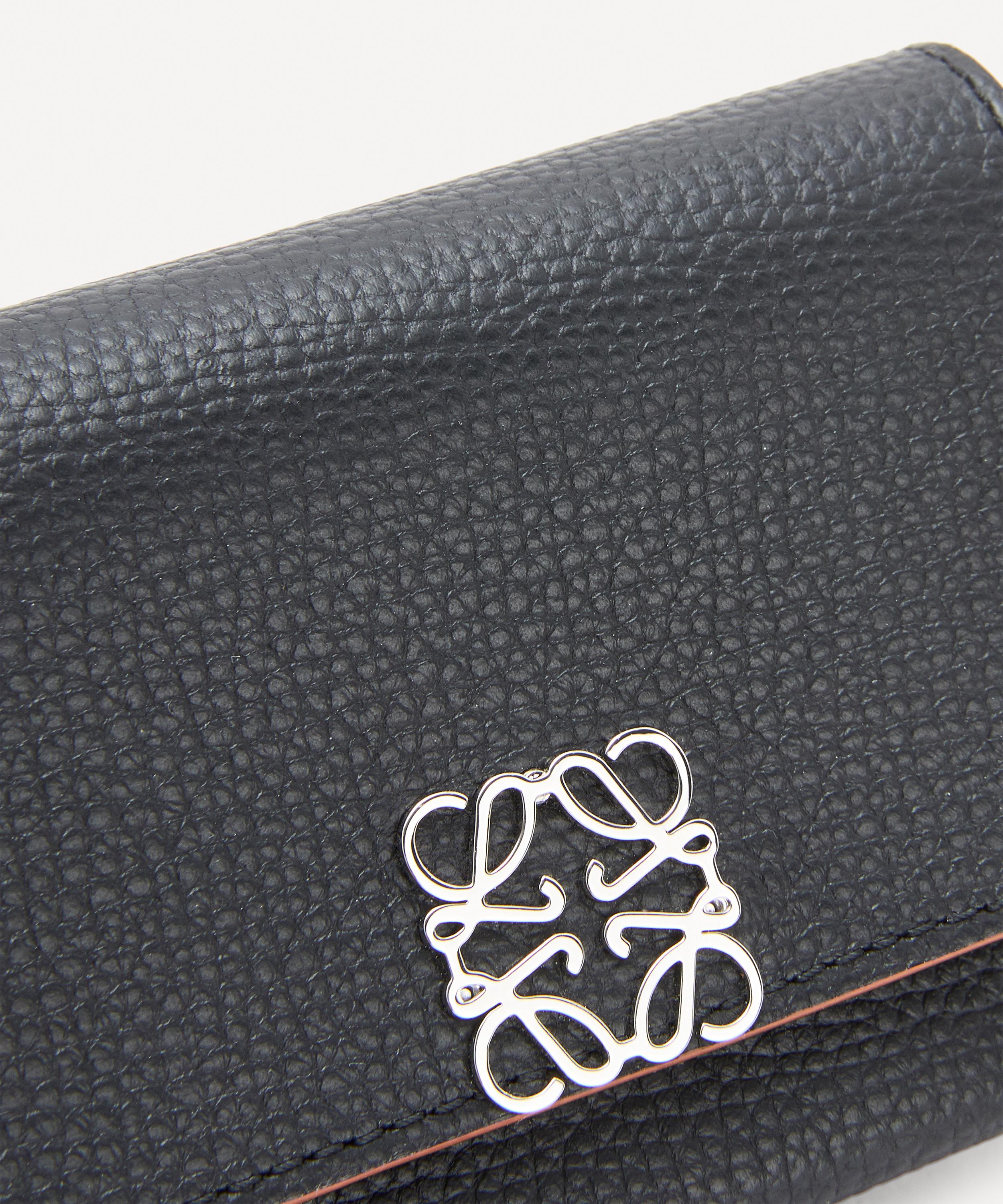 Loewe Anagram Leather Six Card Trifold Wallet In Black