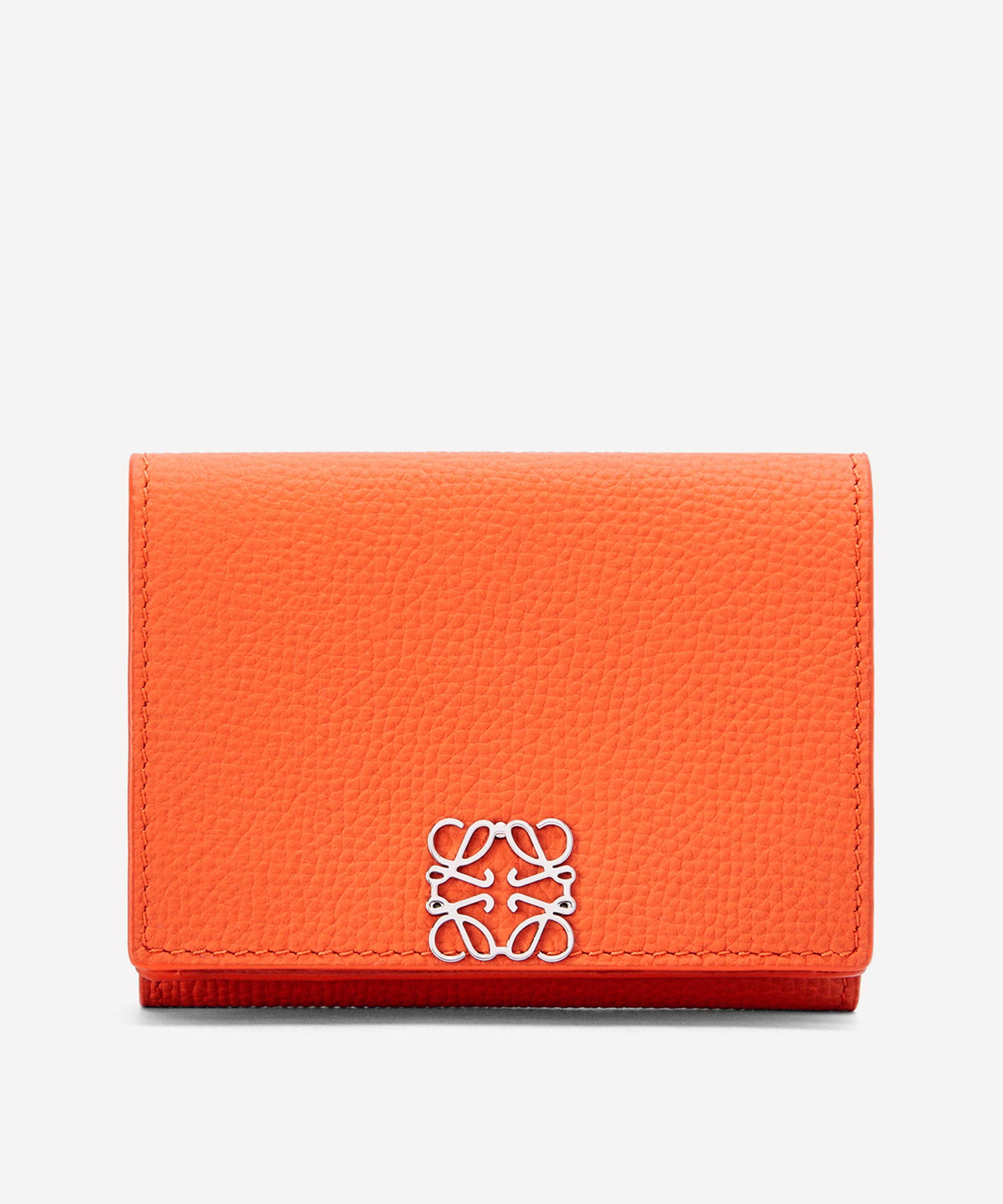 Loewe Anagram Leather Six Card Trifold Wallet In Orange