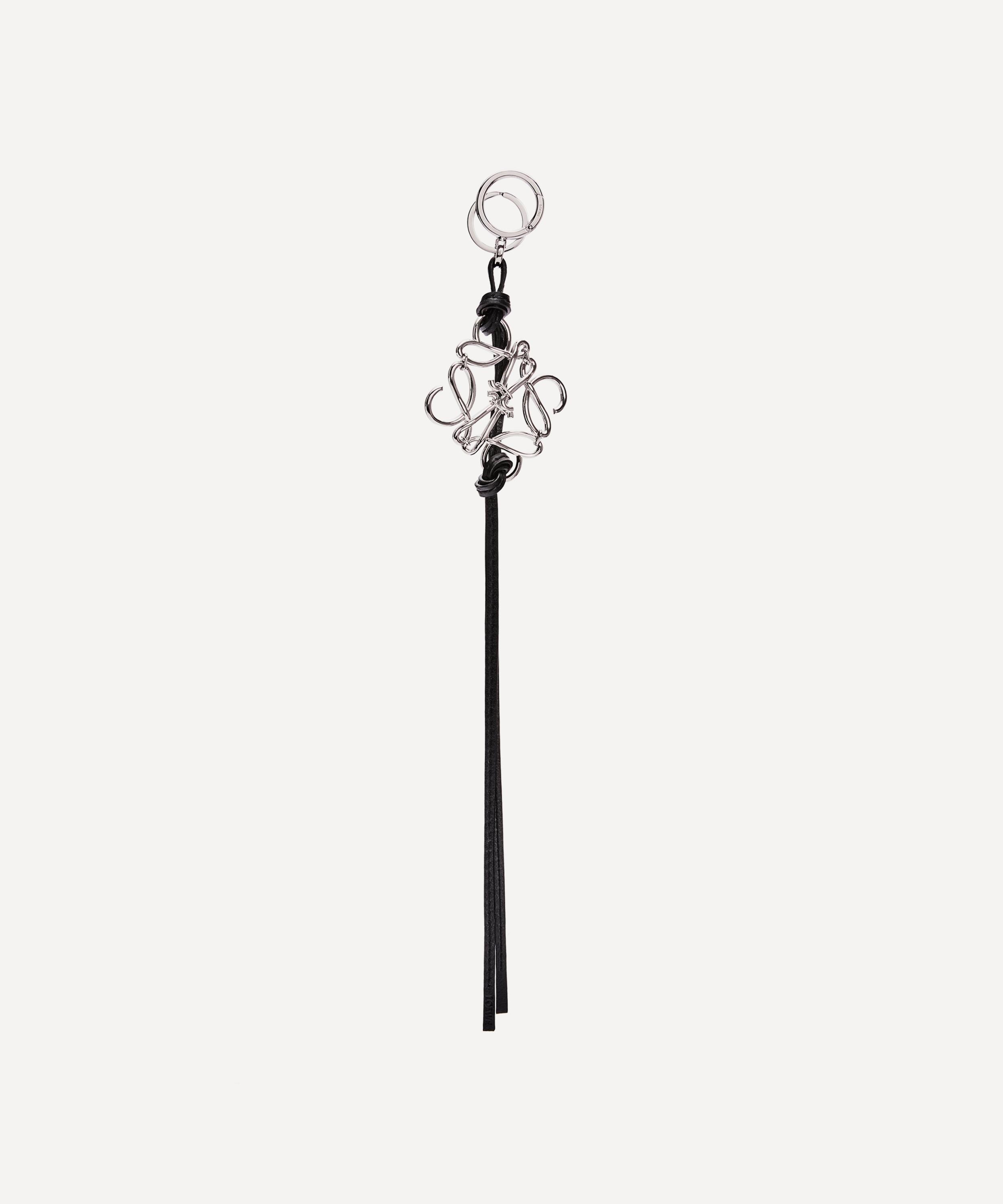 Loewe Women's Anagram Metal and Leather Bag Charm Silver