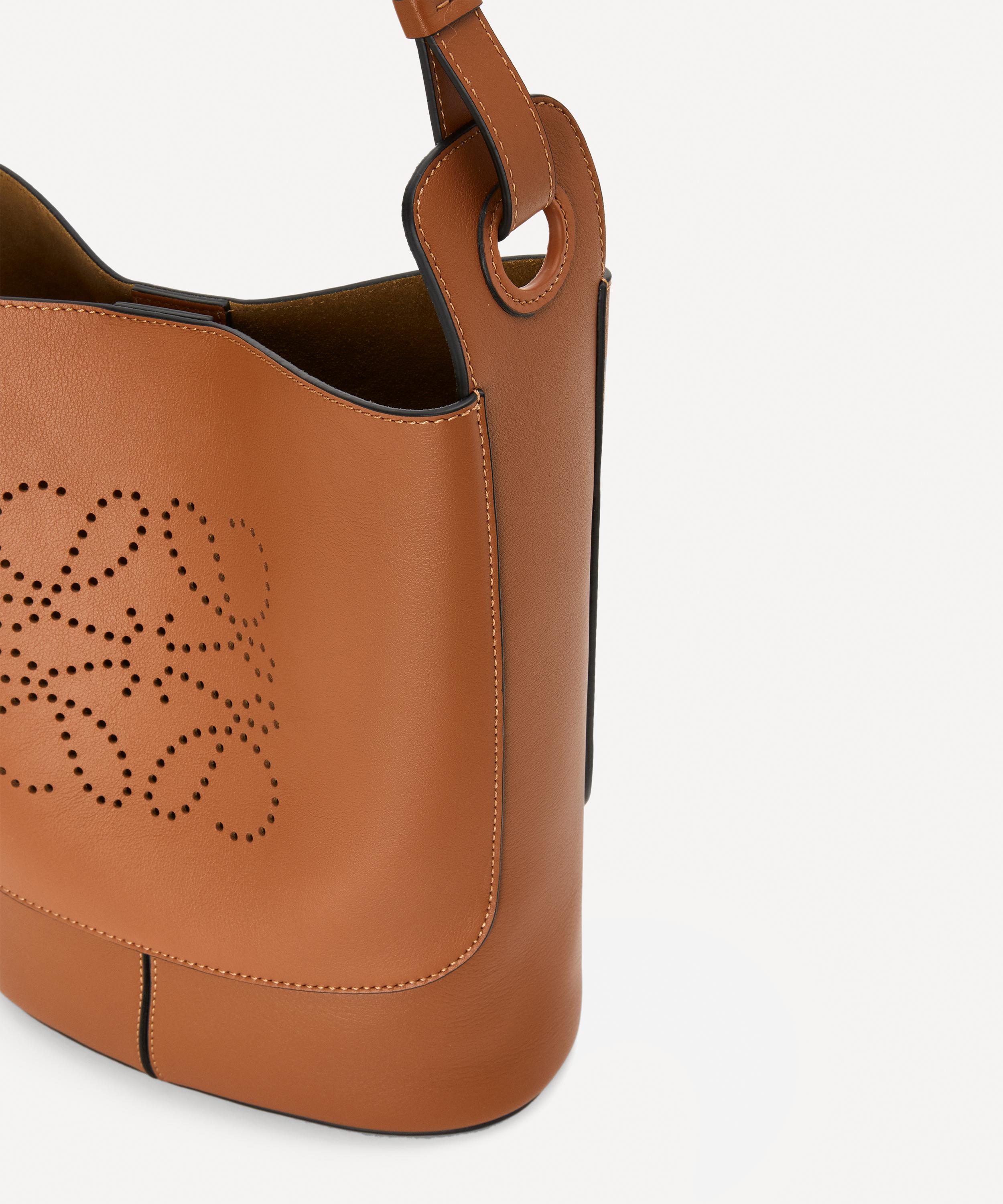 Shop Loewe Women's Small Hobo Anagram Leather Bucket Bag In Tan