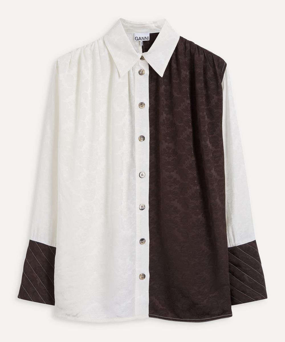 Ganni - Two-Tone Floral-Jacquard Shirt