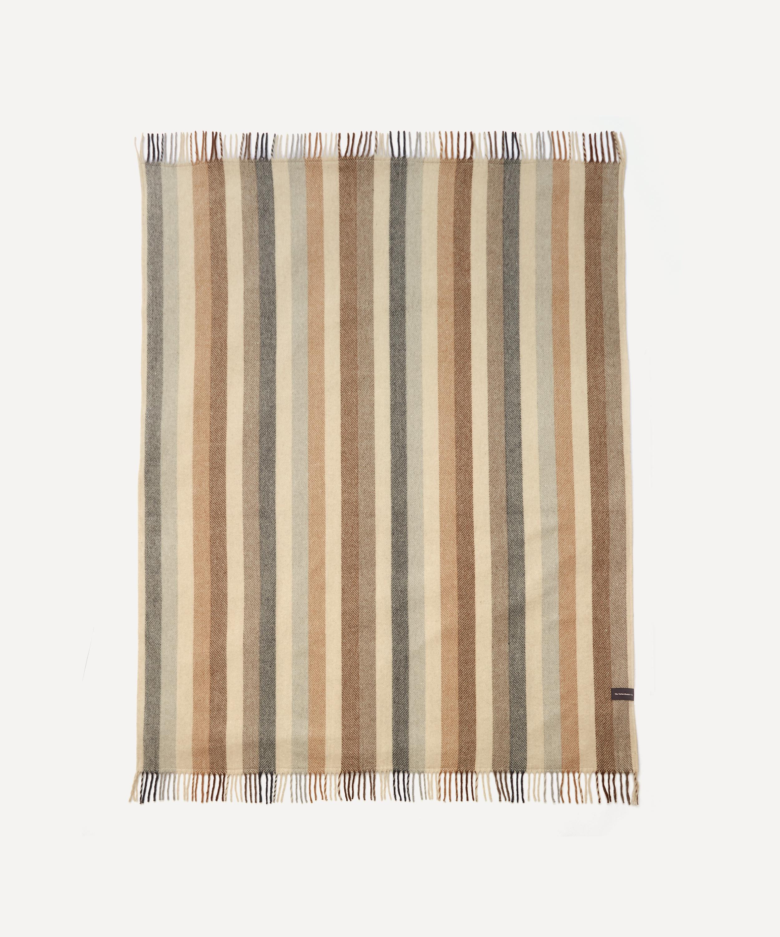 Shop The Tartan Blanket Co. Neutral Stripe Recycled Wool Picnic Blanket