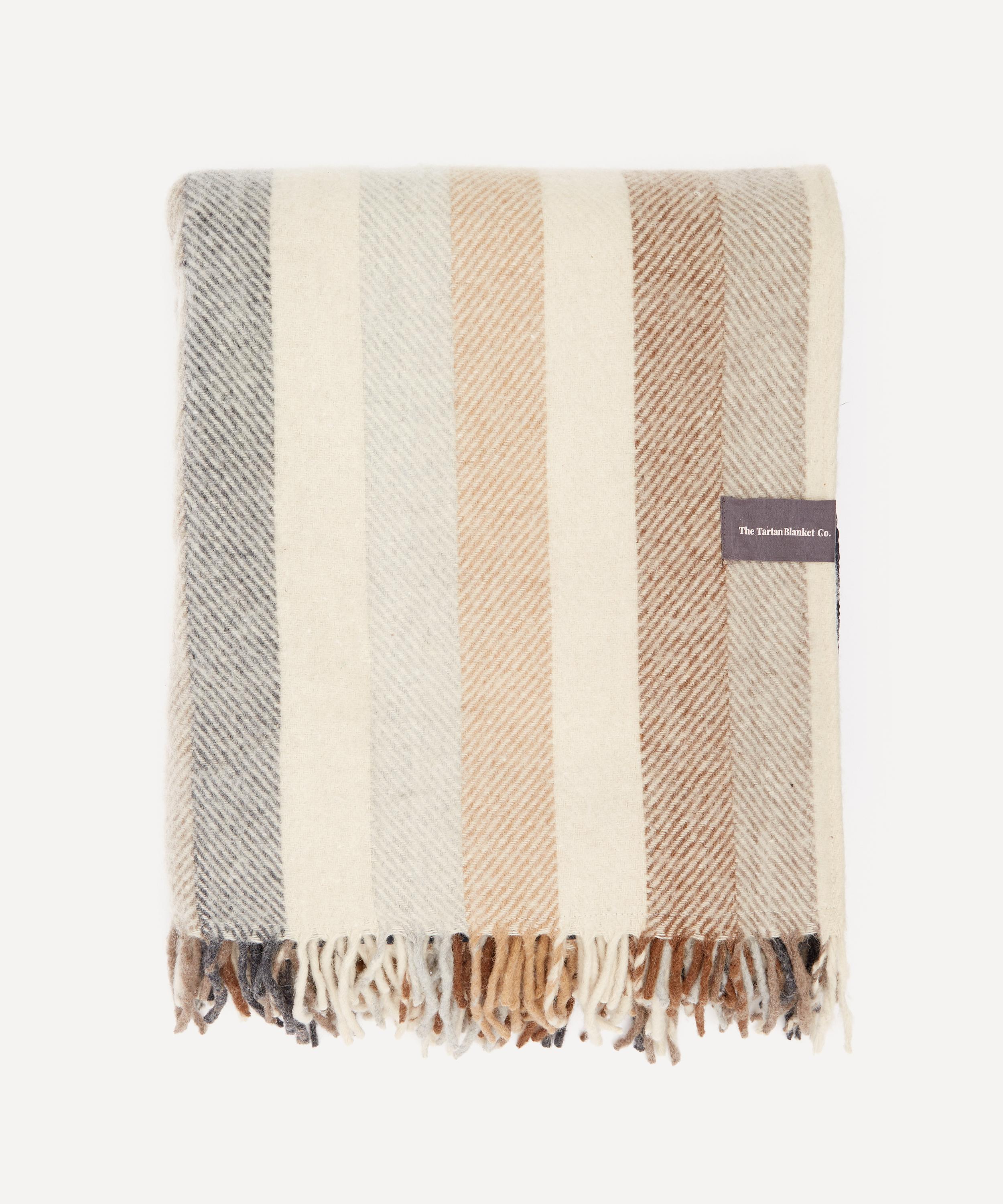 Shop The Tartan Blanket Co. Neutral Stripe Recycled Wool Picnic Blanket