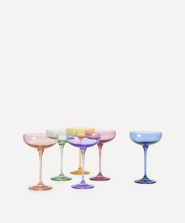 Estelle Colored Glass - Rainbow Pastel Champagne Coupes Set of Six