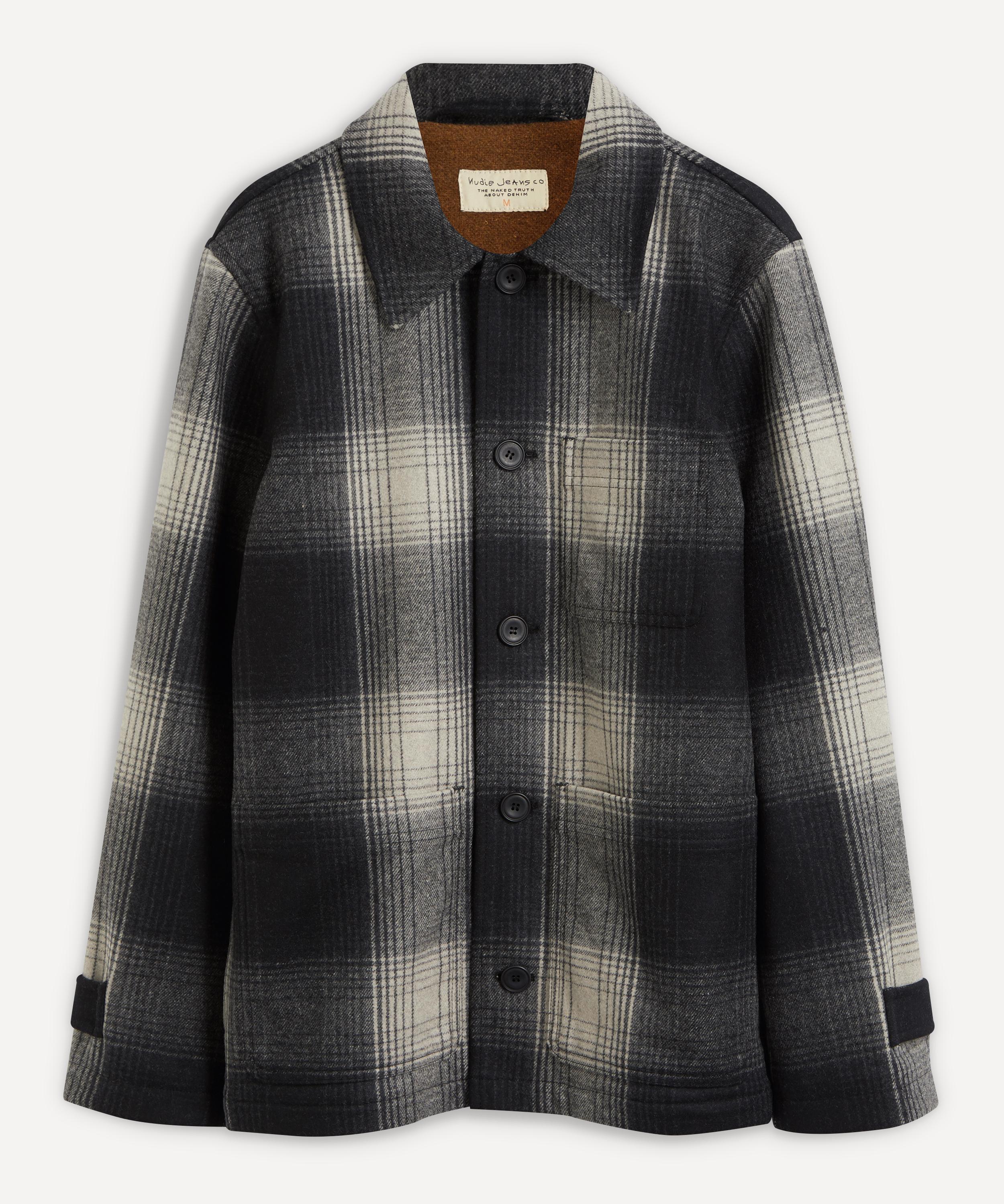 Nudie Jeans Mangan Checked Wool-blend Tweed Jacket In Black