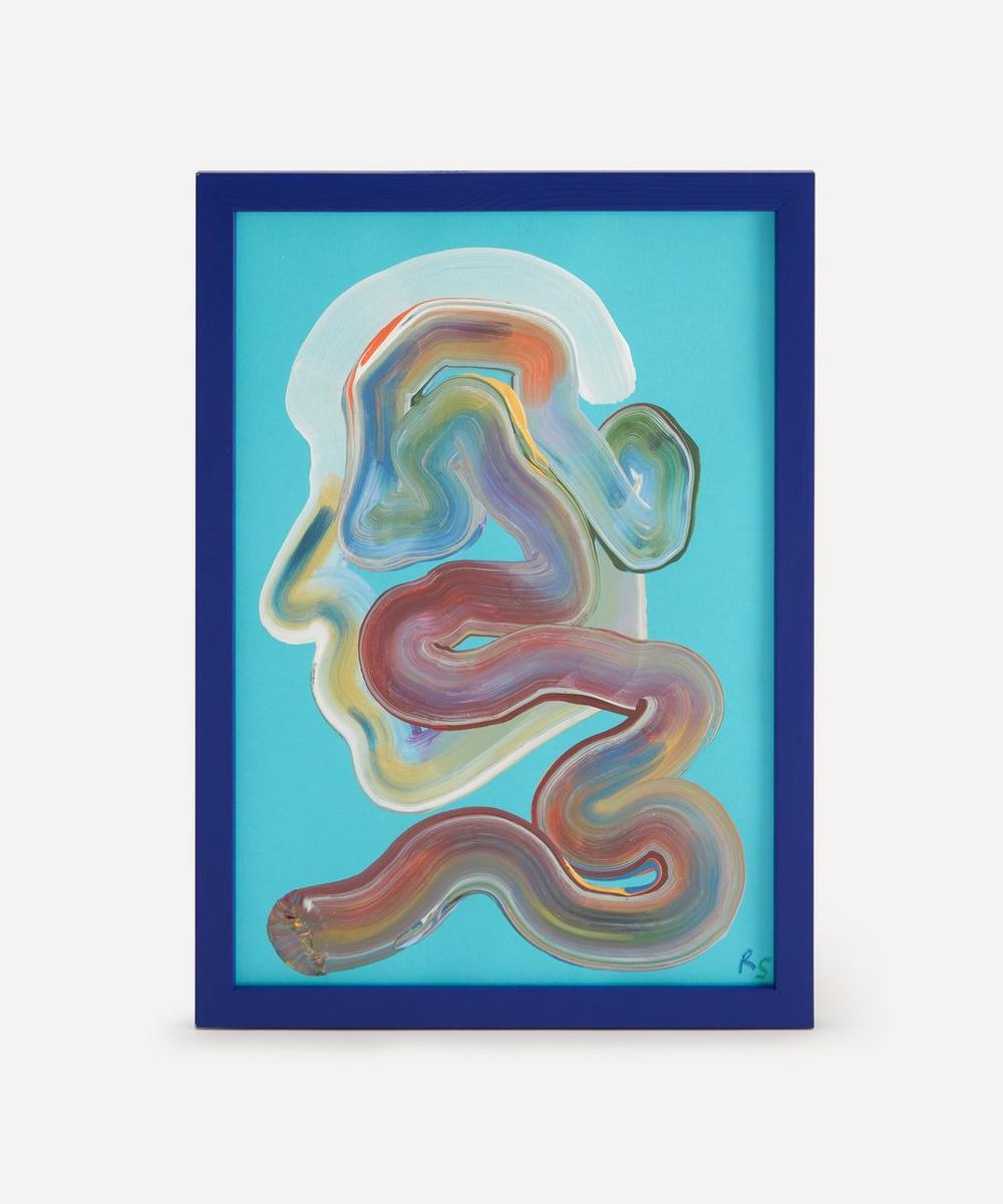 Robson Stannard - Turquoise Face Wiggle Original Framed Painting