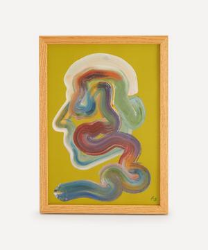 Chartreuse Face Wiggle Original Framed Painting