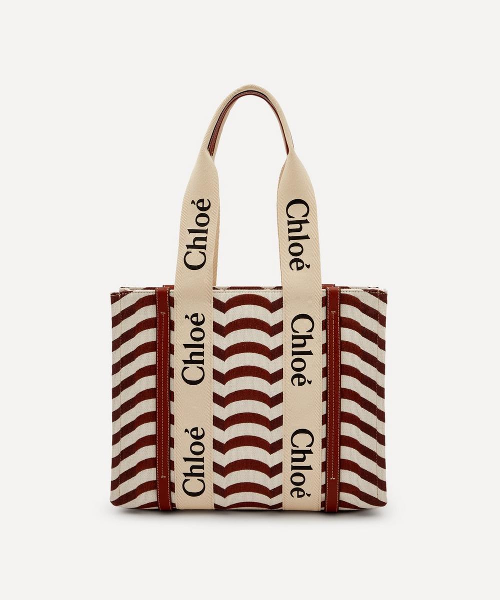 Chloé - Woody Medium Striped Cotton-Blend Tote Bag image number 0