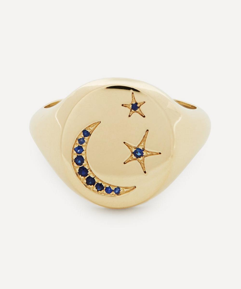 Liberty - 9ct Gold Ianthe Star and Moon Blue Sapphire Signet Ring image number 0