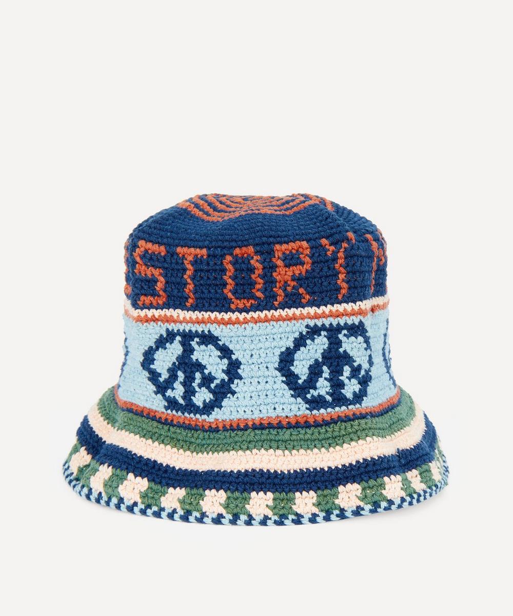 Story Mfg. Brew Peace Power Hand Crochet Bucket Hat In Story Mfg. Brew Peace Power Hand Crochet Bucket Hat In