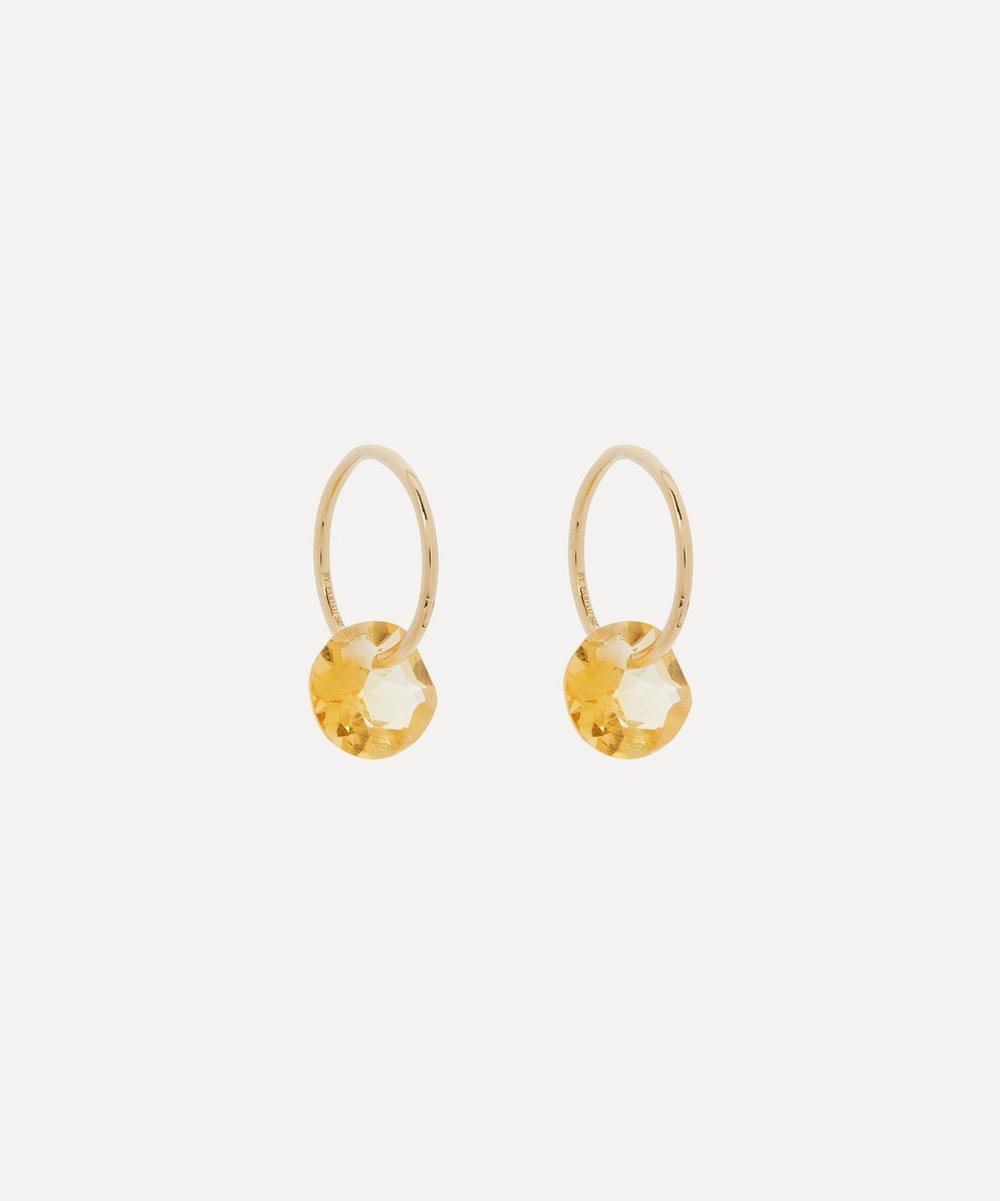 By Pariah - 14ct Gold Rose Cut Citrine Hoop Earrings image number 0