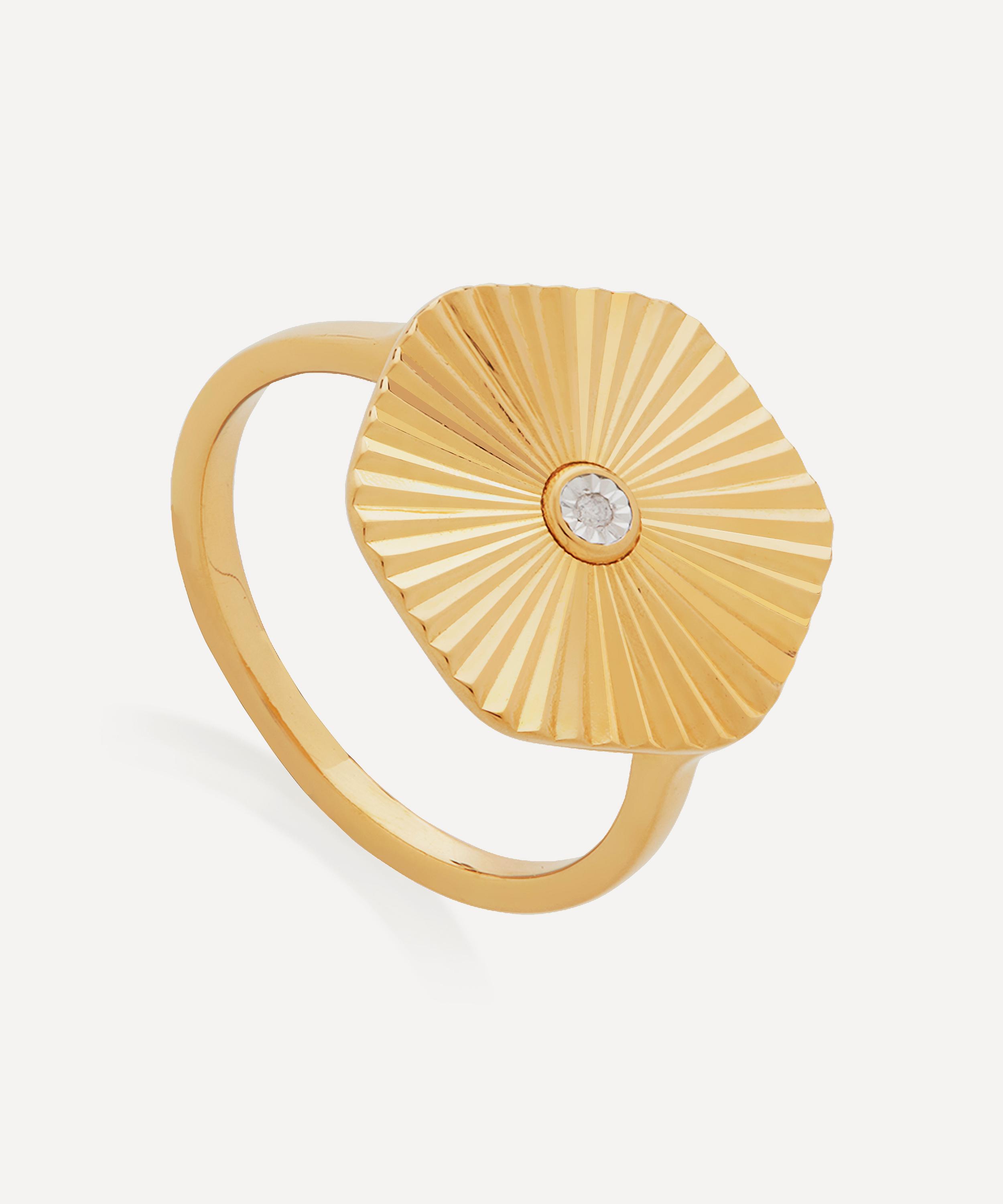 Monica Vinader 18ct Gold-plated Vermeil Silver Disco Diamond Ring