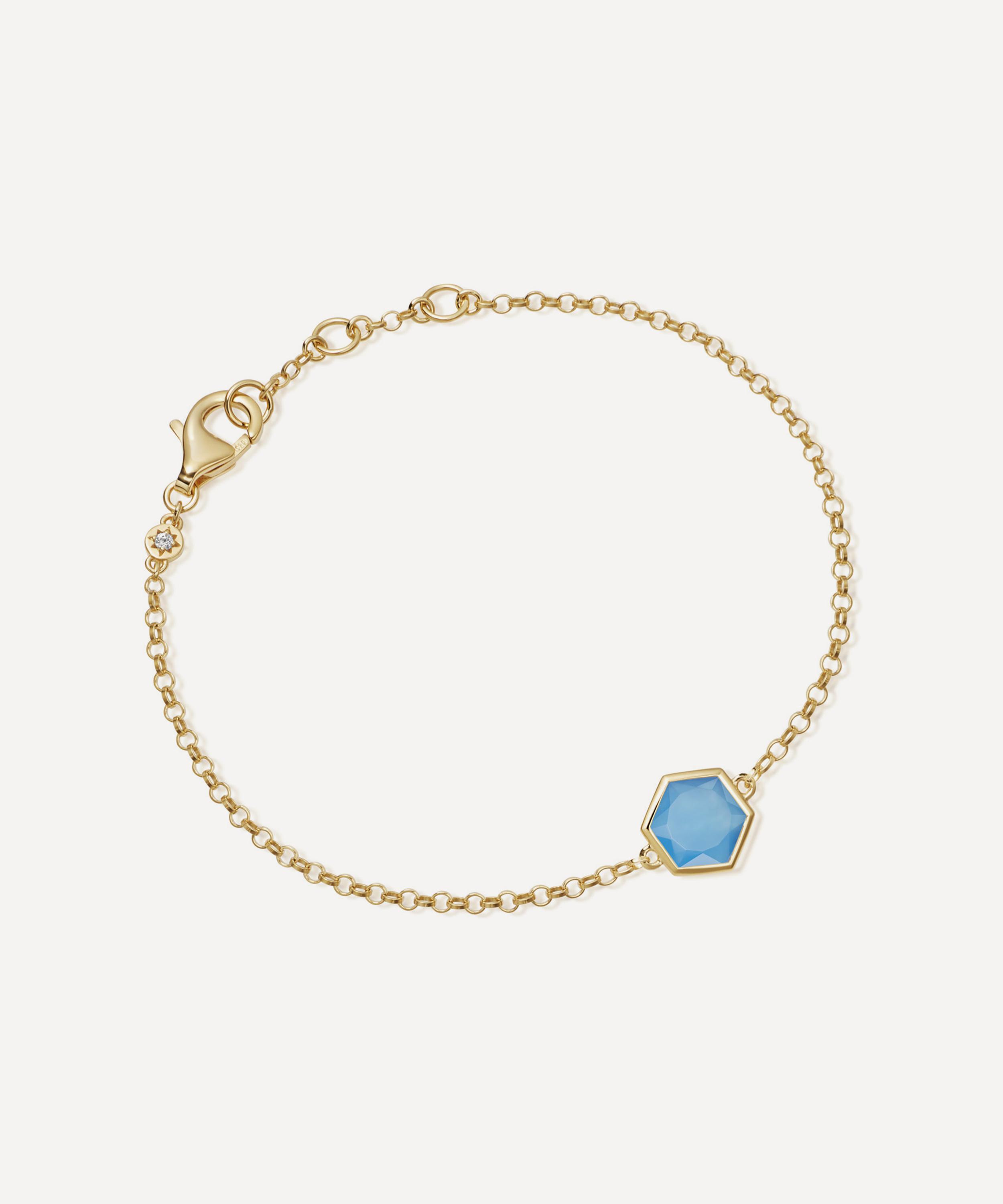 ASTLEY CLARKE ASTLEY CLARKE 18CT GOLD PLATED VERMEIL SILVER DECO BLUE AGATE BRACELET 000741844