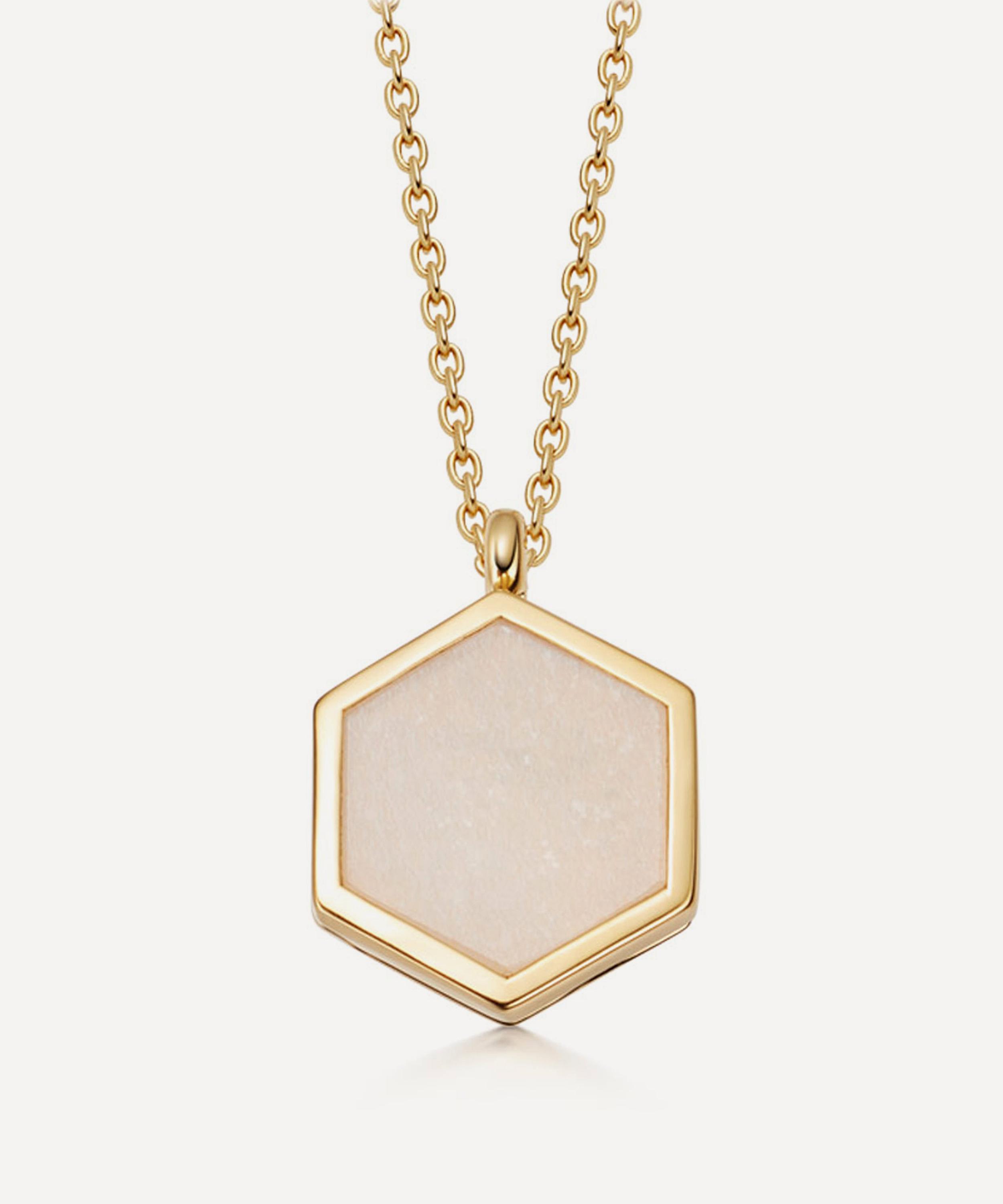 Astley Clarke 18ct Gold Plated Vermeil Silver Deco Moonstone Slice Locket Necklace