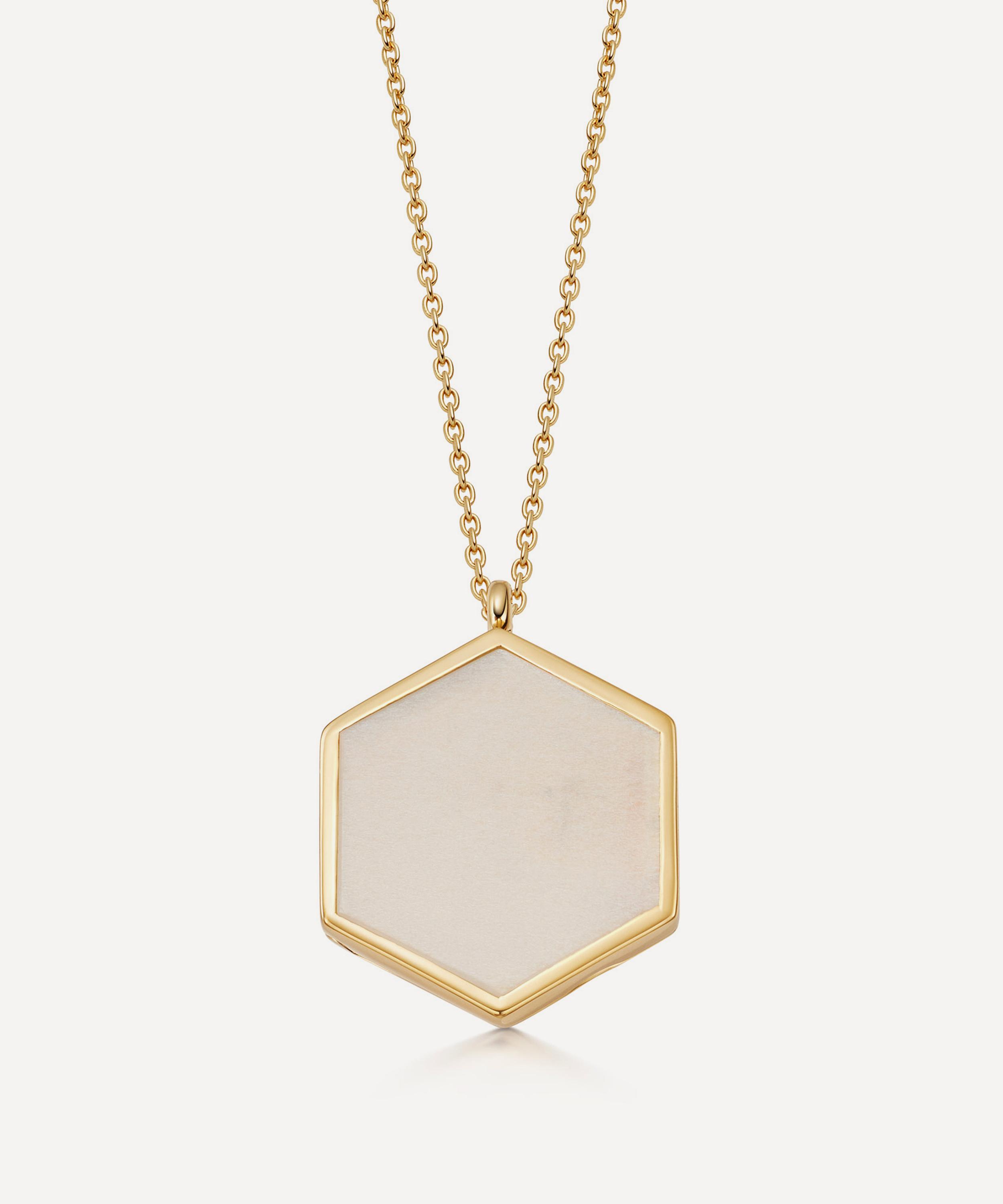 ASTLEY CLARKE ASTLEY CLARKE 18CT GOLD PLATED VERMEIL SILVER DECO LARGE MOONSTONE SLICE LOCKET NECKLACE 000741891