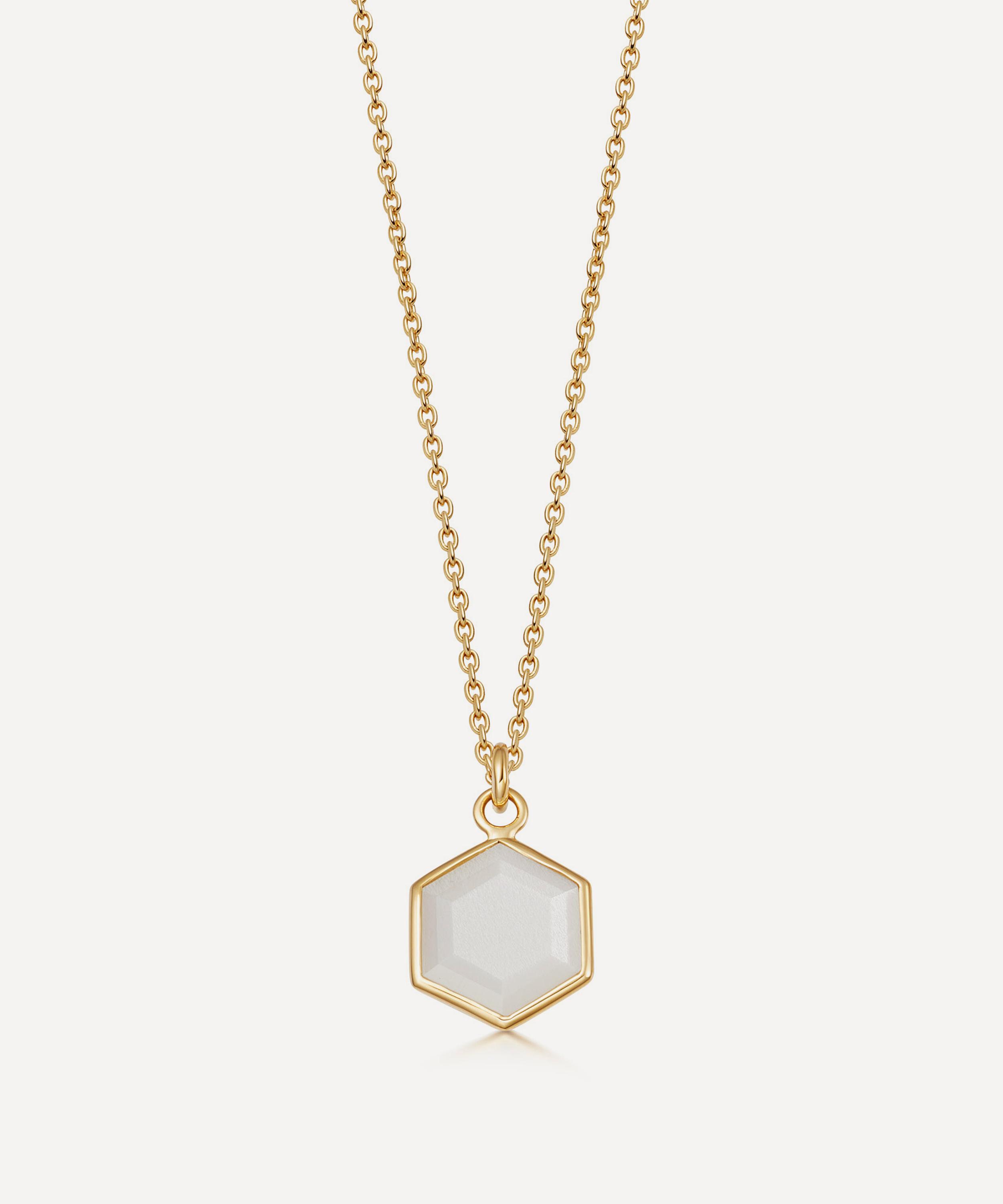 ASTLEY CLARKE ASTLEY CLARKE 18CT GOLD PLATED VERMEIL SILVER DECO MOONSTONE PENDANT NECKLACE 000741899