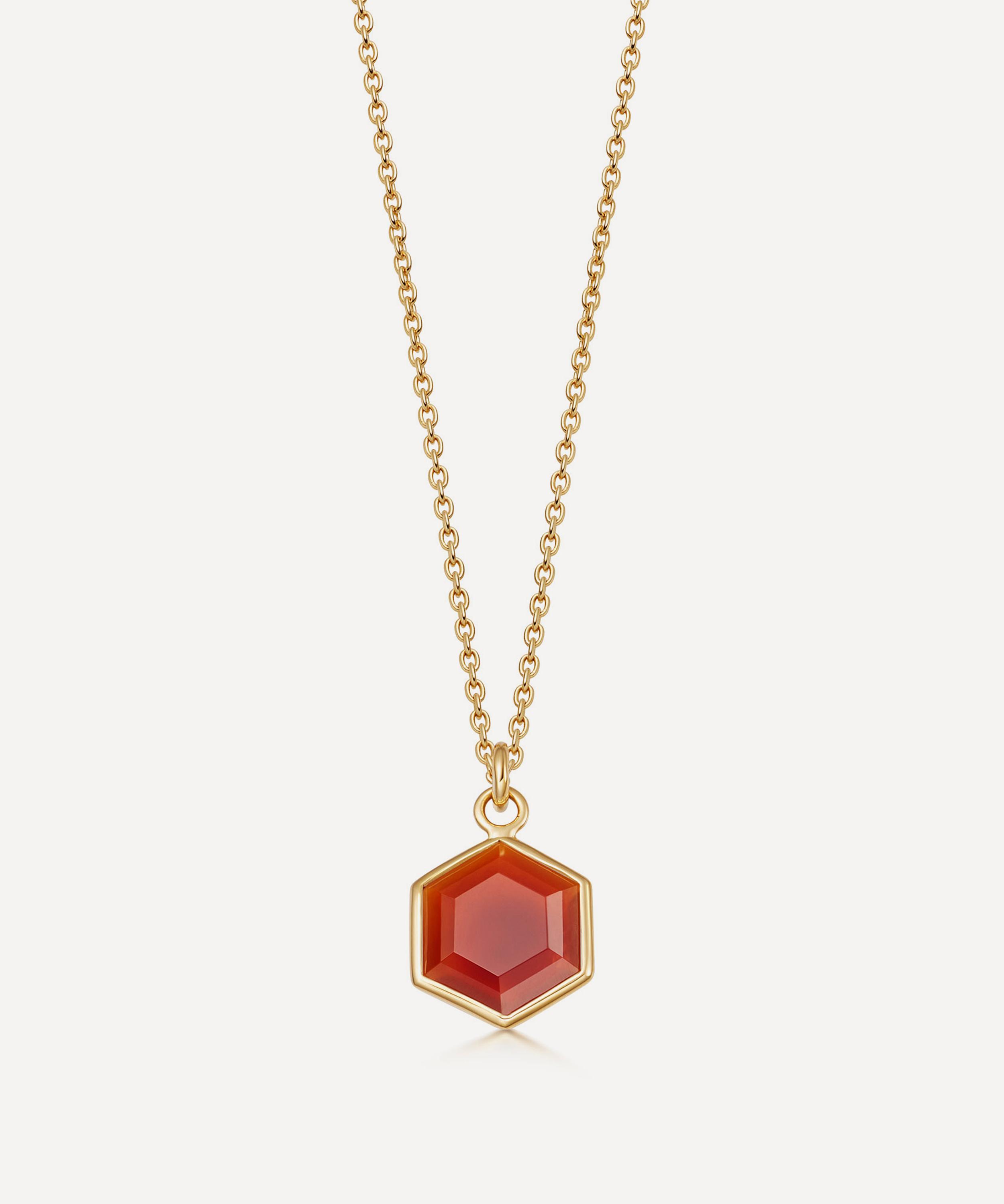 Astley Clarke 18ct Gold Plated Vermeil Silver Deco Red Agate Pendant Necklace