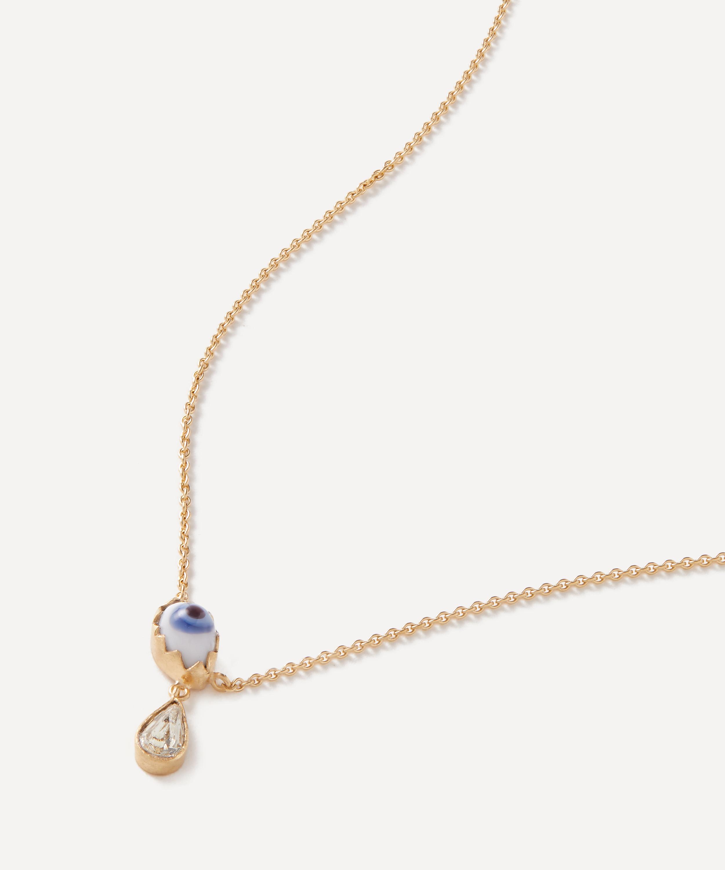 GRAINNE MORTON GRAINNE MORTON GOLD-PLATED GLASS EYE TEARDROP PENDANT NECKLACE 