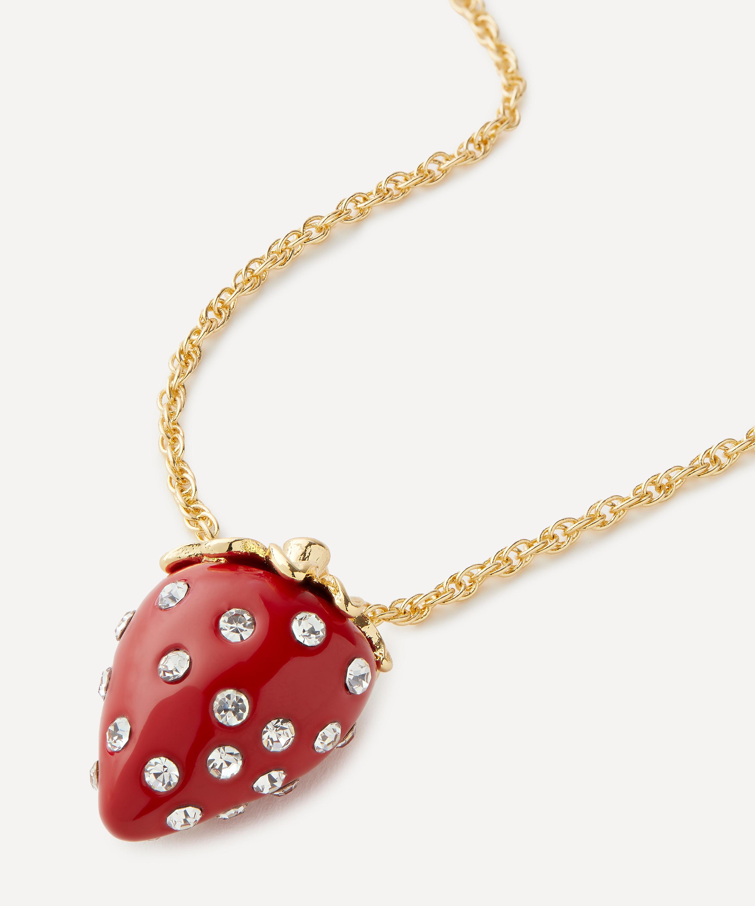 Kenneth Jay Lane Gold-plated Crystal Resin Strawberry Pendant Necklace