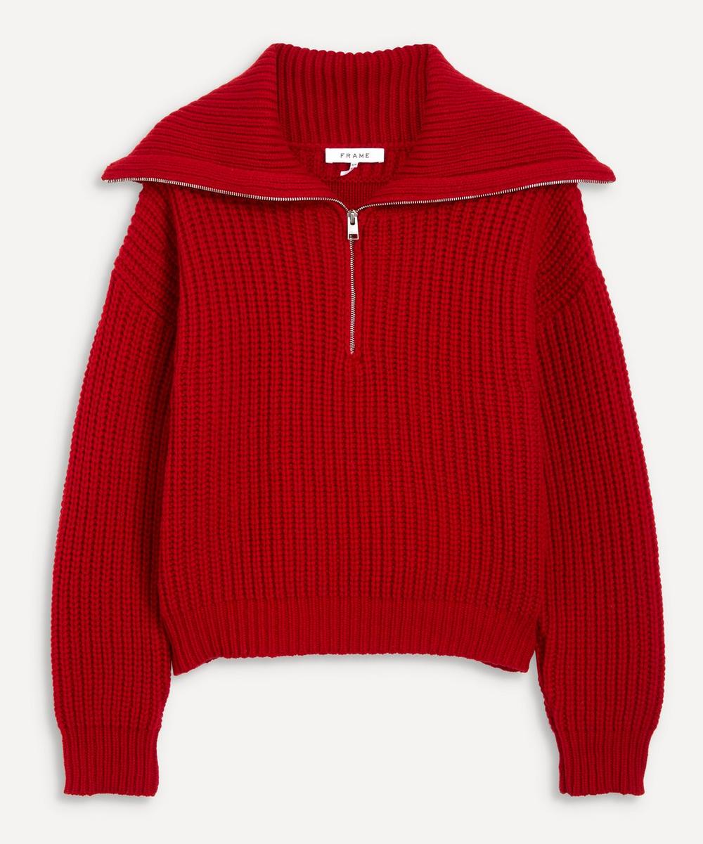Frame - Half Zip Ribbed Sweater