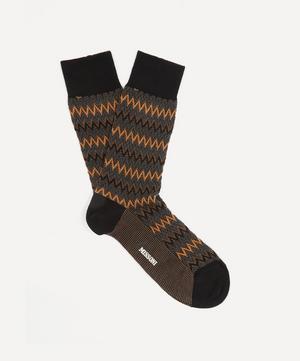 Zig-Zag Stripe Cotton-Blend Socks