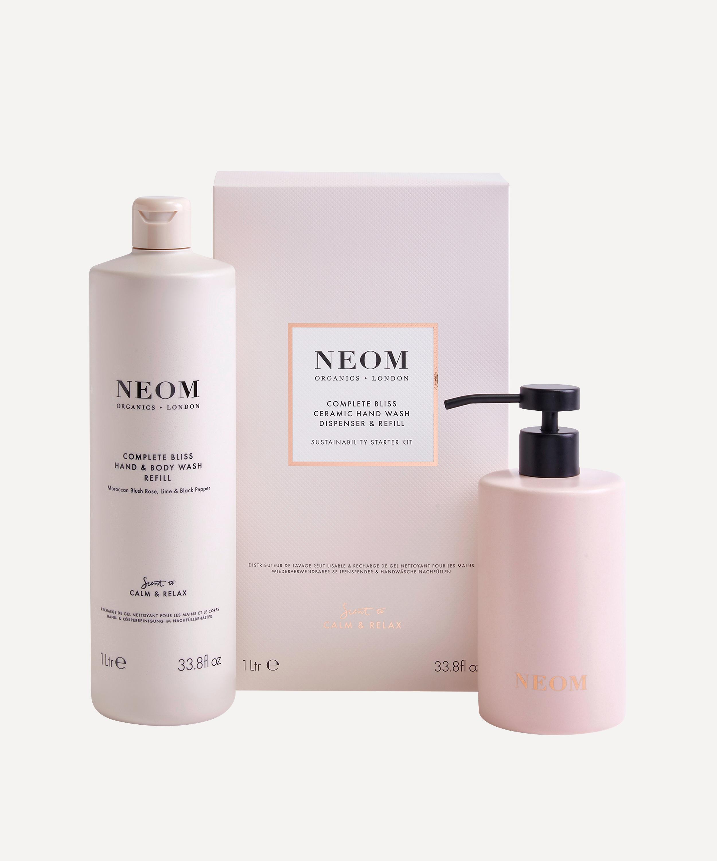 Neom Organics Complete Bliss Hand & Body Wash Refill And Ceramic Dispenser 1l