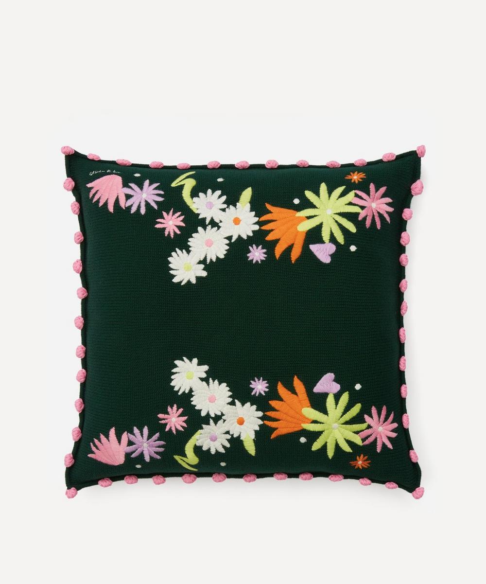 Olivia Rubin - Floral Embroidered Knitted Cushion