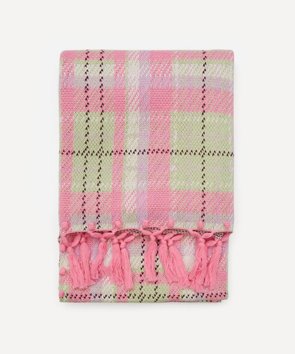 Olivia Rubin - Pink-Green Check Knitted Throw image number 0