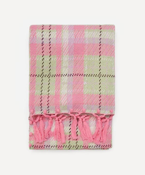 Olivia Rubin - Pink-Green Check Knitted Throw