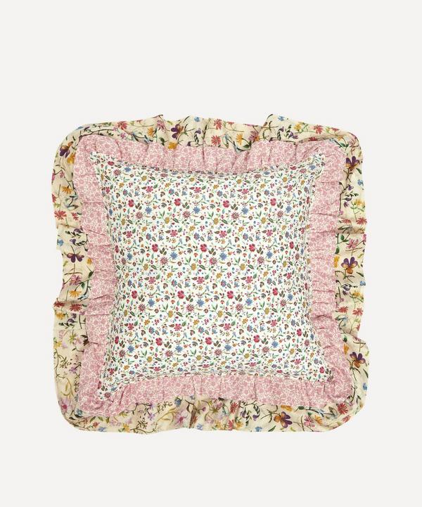 Coco & Wolf - Linen Garden, Floral Stencil and Luna Belle Double Ruffle Square Cushion