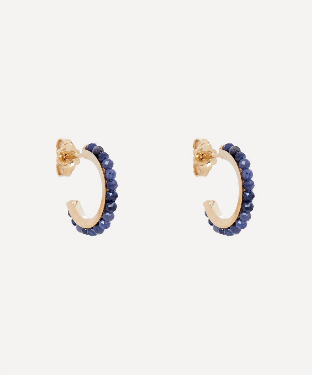 Liberty - 9ct Gold Pepper Blue Sapphire Hoop Earrings image number 0