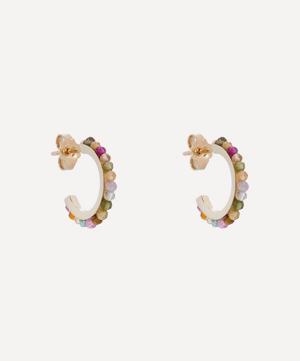 Liberty - 9ct Gold Pepper Rainbow Tourmaline Hoop Earrings