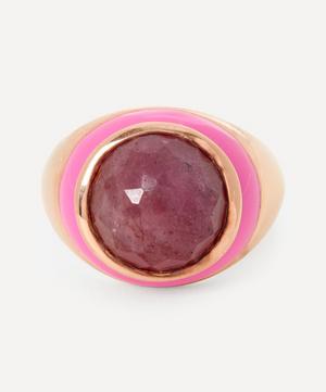 Rose Gold-Plated Rouge Ruby and Rose Enamel Ring
