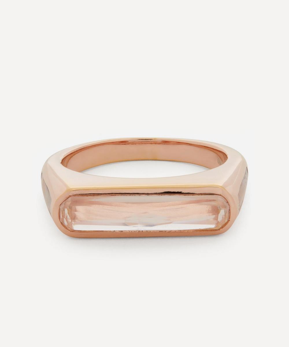 Adore Adorn - Rose Gold Plated Vermeil Silver Brilliance Rose Quartz and Mother of Pearl Ring