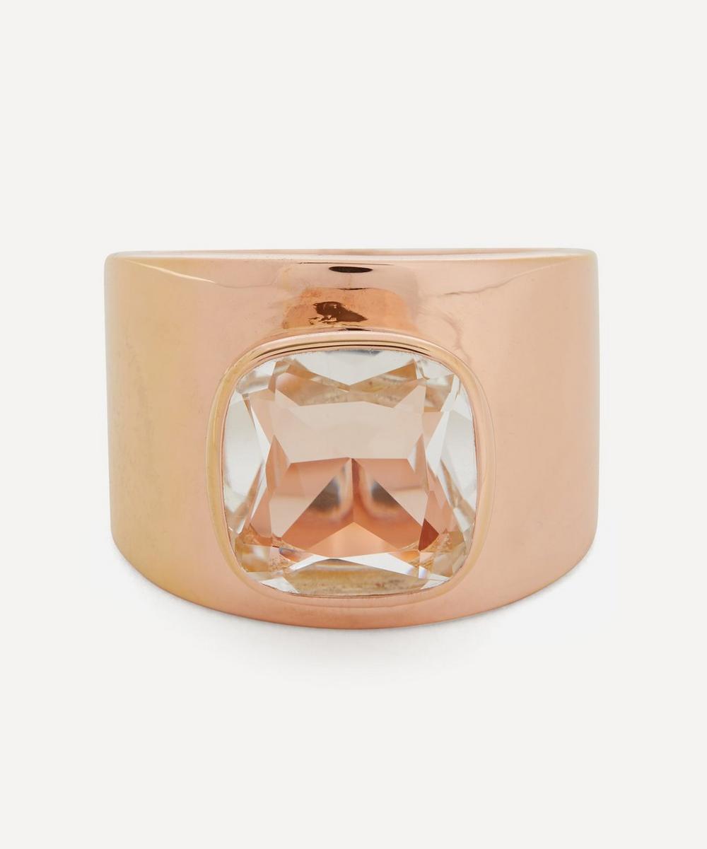 Adore Adorn Rose Gold Plated Vermeil Silver Lilly Clear Quartz Ring