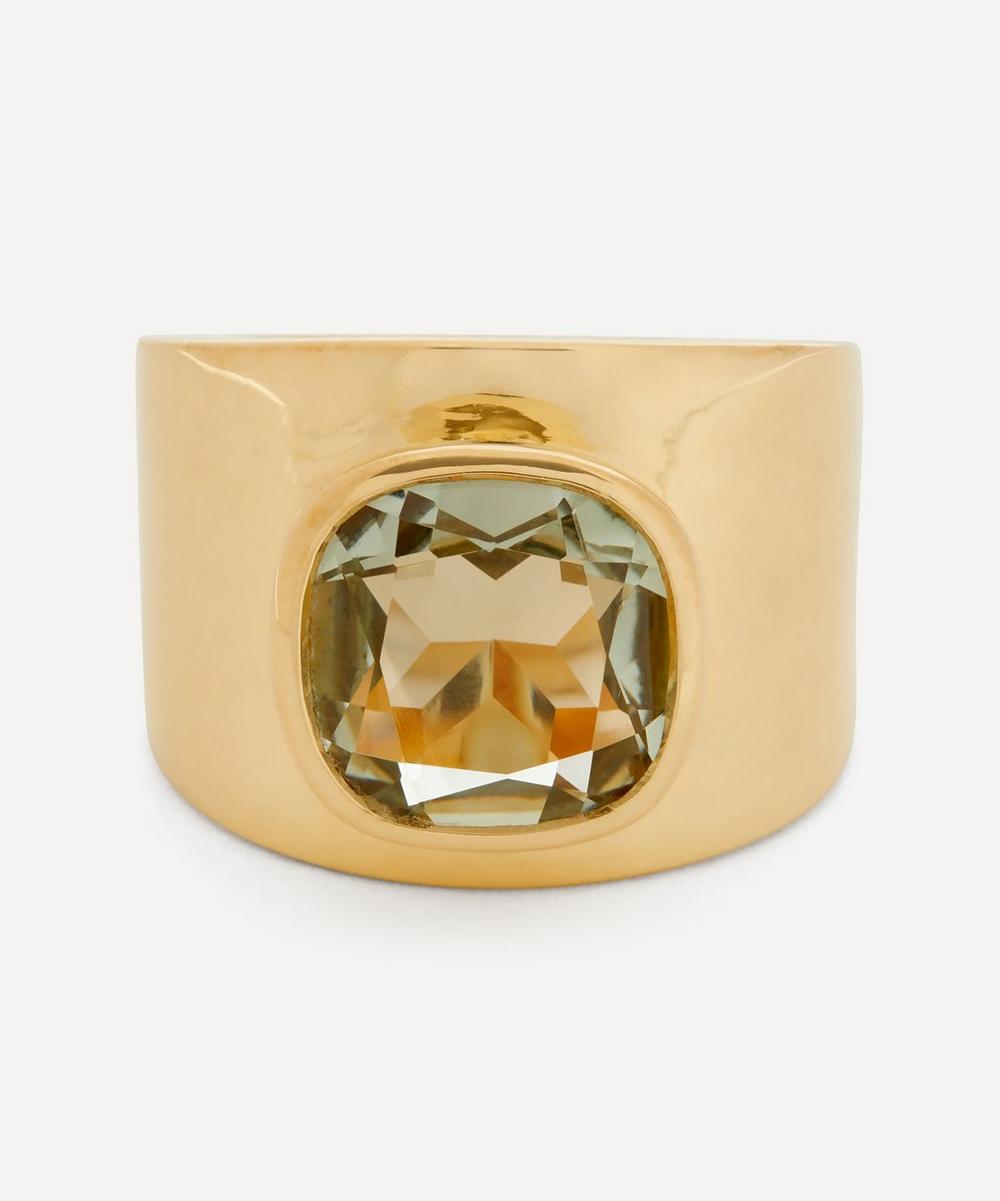 Adore Adorn - Gold Plated Vermeil Silver Lilly Green Amethyst Ring