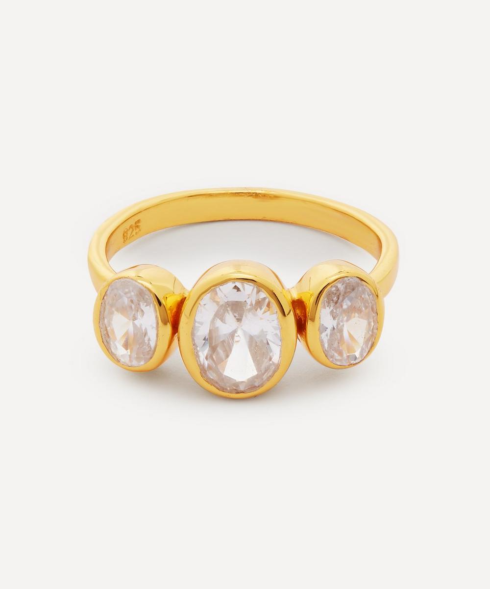 Shyla - Gold-Plated Isla Triple Glass Crystal Ring image number 0